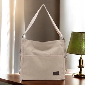 Gewachste Canvas Umhängetasche | Umhängetasche Mittelgroß für die Arbeit | Reißverschluss mit Baumwollgurtband | Alltags-Tasche für Frauen