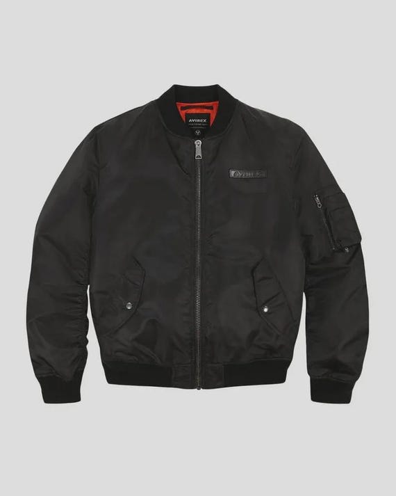 ジャケット・アウター AVIREX LEATHER SLEEVE MA-1 Bomber jacket