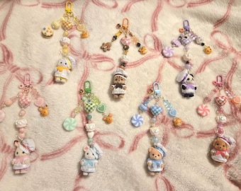 Bakery Calico Critters Keychain | Sylvanian Families Bag Charm
