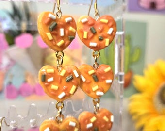 Halloween Heart Cookie Earrings: Handmade Polymer Clay Dangle Earrings