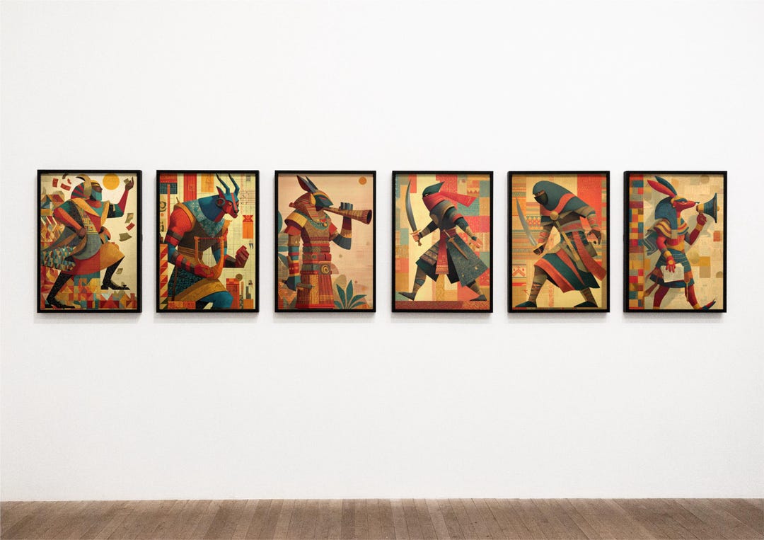 Ancient Egypt Gods Art Set, Modern Egyptian Mythology Print, Ancient ...