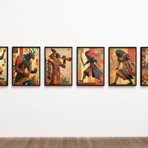 Egyptian Gods Art Print Set: Modern Ancient Egypt Mythology Decor (Digital Art Series