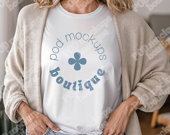 Gildan 5000 White Tshirt Mockup, G5000 White Shirt Mock-up, Oversized G500 Tee Mock,