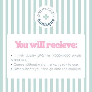 May include: A digital mockup image with a light blue and white striped background. The image includes the text "You will recieve:" in pink, followed by bullet points describing the file's features. The image also features a circular logo.