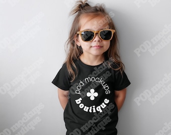 キッズ ベラ キャンバス モックアップ 3001T、ブラック T シャツ モックアップ ベラ キャンバス、幼児用女の子用 T シャツ モックアップ、女の子用 T シャツ モックアップ キッズ、ベラ キャンバス 3001T モックアップ