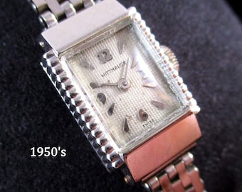 c.1950's Wittnauer - Classic White Gold Cocktail Watch - By Longines