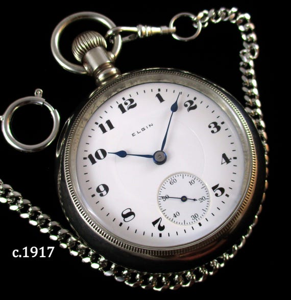 Large 1917 1917 Elgin Pocket Watch Antique 1917 Elgin Pocket Watch