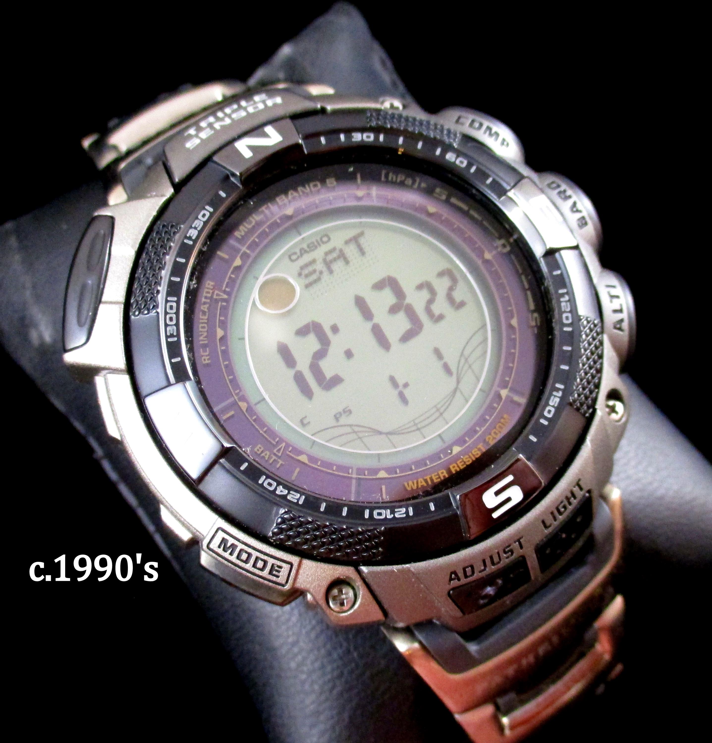 C.1990's Casio 'pathfinder Sport' - Original Wood Box & Papers