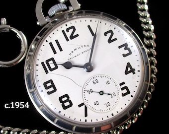 c.1954 Hamilton 'Railway Special' 992B - Caja robusta y sólida de acero inoxidable - ¡Una maravilla de la ingeniería!