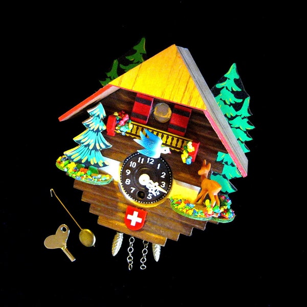 Mini Cuckoo Clock - Colorful Swiss Cabin Style