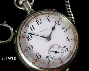 Elgin c.1910 - Muy original - ¡Estuche robusto 'Silveroid' de 18 chelines de Keystone!