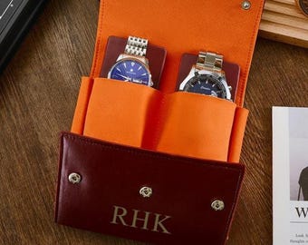 Personalized Leather Travel Watch Case: Engraved Watch Box Gift