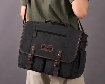 Personalized Canvas Messenger Bag for Men