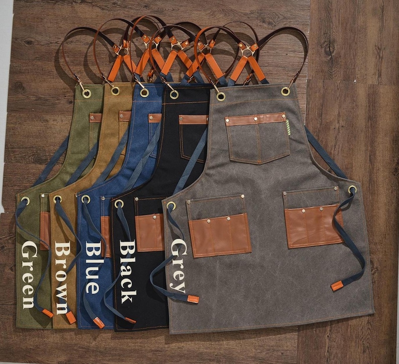 Apron Collection Personalized Canvas Apron With Pockets, Custom Embroidered Gift - Etsy