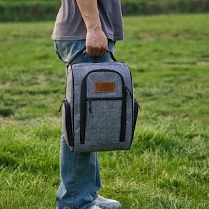 Personalized Canvas Golf Shoe Bag: Monogrammed Leather Accent