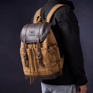 Collegeryggsäck för män, Vintage Canvas Laptopryggsäck, Studentryggsäck, Universitetsväska, Avslappnad skolryggsäck, Vardagsbärväska