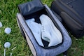 Personalized Golf Shoe Bag, Canvas and Leather, Custom Golf Gift product logo