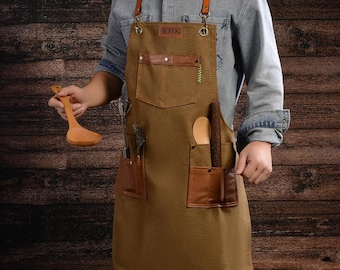 Benutzerdefinierte Canvas Schürze, personalisiertes gesticktes Geschenk, wasserfest