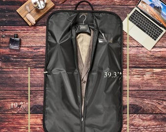 Funda para traje de tela Oxford bordada, funda personalizada para ropa, asa de cuero, regalo para padrinos de boda.