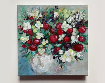 Holiday Floral Painting, Christmas Fruit / Flowers