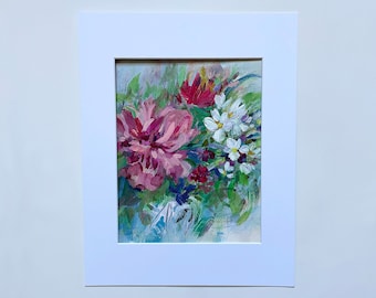 Abstract Spring Bouquet; Mixed Media Floral Painting