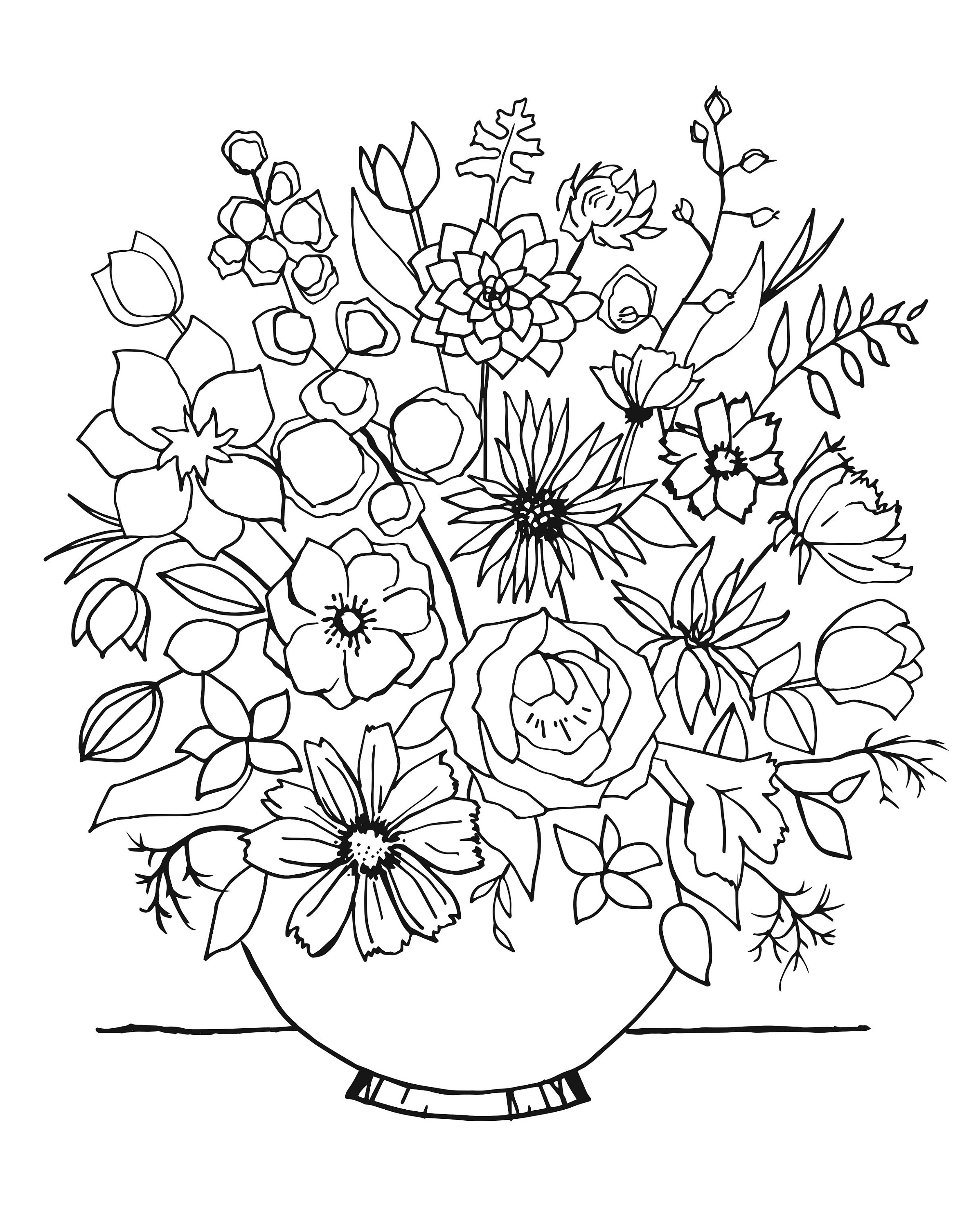 Cosmos Bouquet Coloring Page - Etsy
