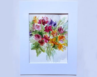 Alstroemeria Watercolor Bouquet; Bright Flower Painting