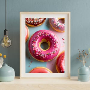 Colorful Donuts Digital Wall Art Print – Fun Kitchen Decor, Donut Printable Poster, Candy Pastel Bakery Art, Instant Download