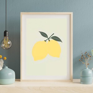 Minimal Lemon Wall Art Printable – Modern Kitchen Decor – Citrus Fruit Digital Download – Scandinavian Style Illustration Poster