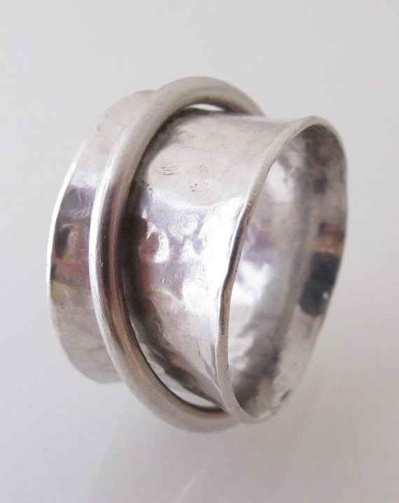 Forged Sterling Silver Spinning Ring   Made to Order