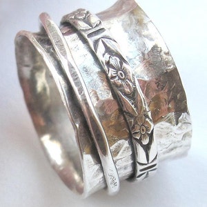 Forged Sterling Silver Spinning Ring made to order