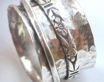 Forged Sterling Silver Spinning Ring made to order