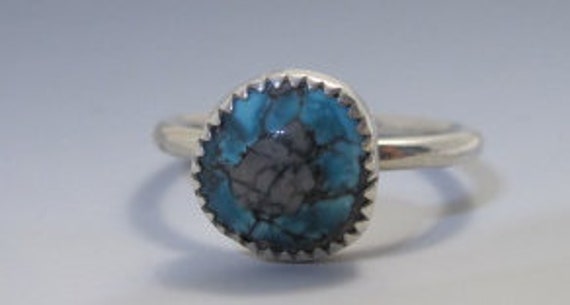 Handmade Turquoise and Sterling Silver Stacking Ring size 8.25