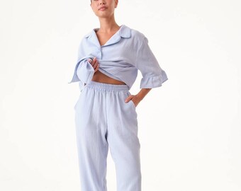 Muslin Loungewear Set – Oversized Pajama Outfit