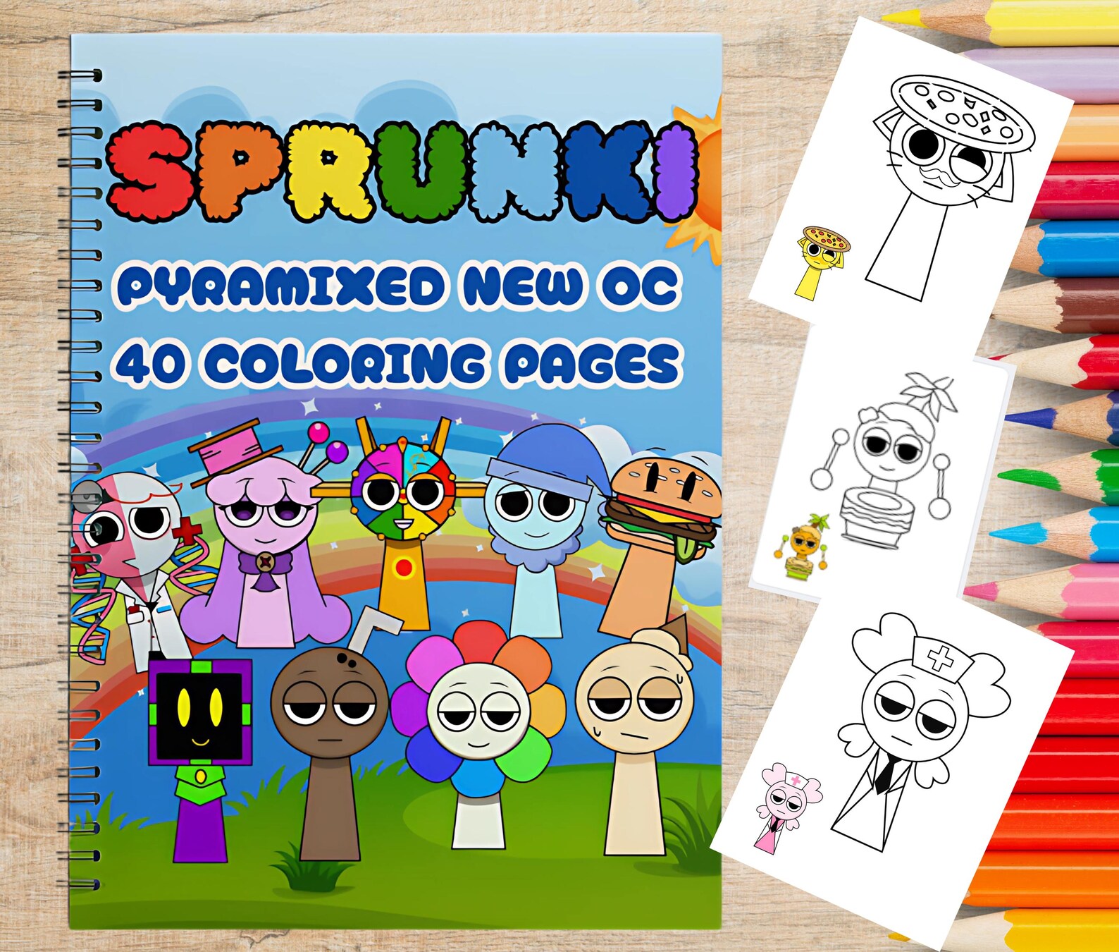 40 SPRUNKI Pyramixed NEW OC Printable Coloring Pages A4 Coloring Book ...