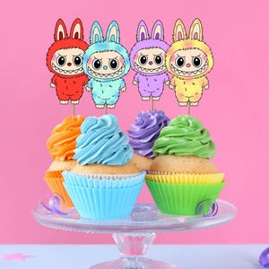 Labubu Birthday Cupcake Toppers: Printable Party Decorations (Digital Download)