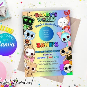 Dandys World Birthday Invitation | Printable Birthday Card for Kids | Digital Download | Canva Template | Party invite