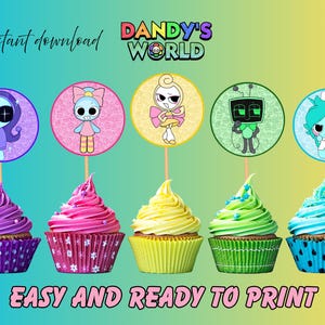 Dandys World cupcake toppers , Printable Dandys World birthday Cupcake Toppers