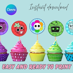 Dandys World cupcake toppers , Printable Dandys World birthday Cupcake Toppers PDF, PNG