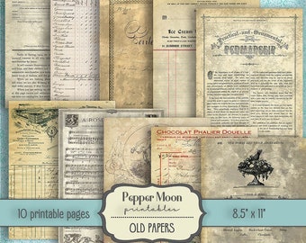 Peut inclure: Un ensemble de 10 papiers vintage imprimables dans différentes nuances de brun et de crème. Les papiers présentent différents motifs, dont une partition de musique, un document manuscrit, un dessin d'une femme et un menu. Les papiers mesurent 21,6 cm sur 27,9 cm.