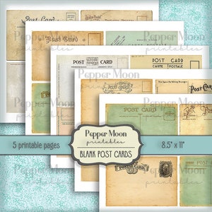Blank Post Cards, Digital Papers for Junk Journals, Instant Download, Printables