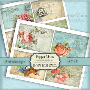Florale Postkarten, Ephemera, Karten für Junk Journal Taschen, Sofort Download, Printables