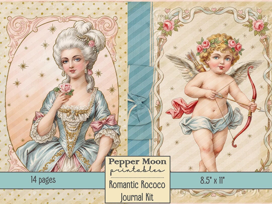 Romantic Rococo Printable Kit, Vintage Valentine Cherubs, Victorian ...