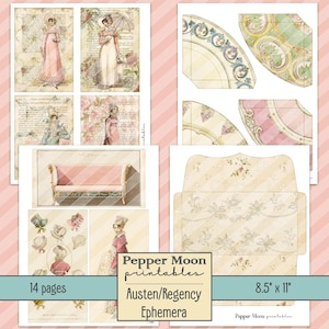 Componente aggiuntivo Austen Regency Ephemera, documenti digitali, download immediato, stampabili
