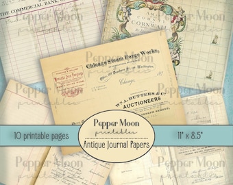 Antike Journal Papiere, Landschaft digitale Papiere, sofortiger Download, Printables