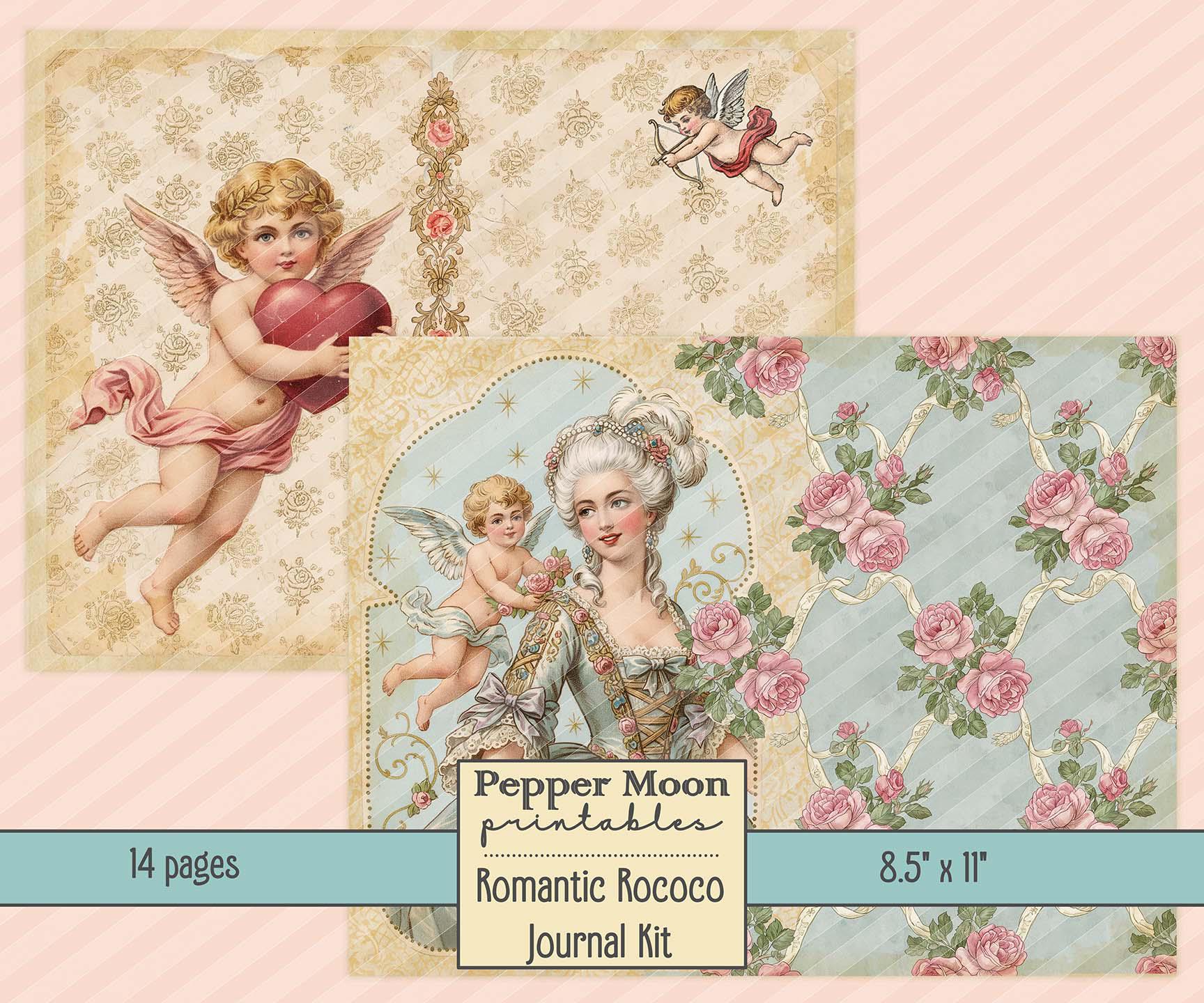 Romantic Rococo Printable Kit, Vintage Valentine Cherubs, Victorian ...