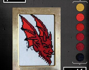 American Traditional Tattoo Flash Inspired Devil Head Cross Stitch Pattern