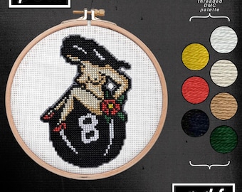 American Traditional Tattoo Cross Stitch Pattern: 8-Ball Pin Up (PDF)