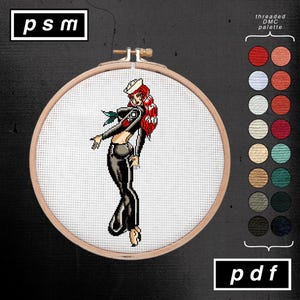 Sailor Pin-Up Girl Kreuzstichmuster: Ed Hardy inspiriert (PDF-Muster)
