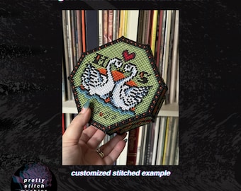 Swan Commemorative Octagon Cross Stitch Needlepoint Plastic Canvas Pattern (PDF)